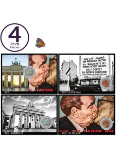 Postkarten 4er Set mit original Berliner Mauer-Stein | Handarbeit direkt aus Berliner Manufaktur | Souvenir & Geschenk
