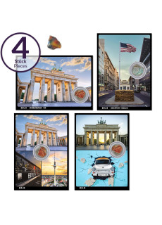 Postcards set of 4 with original Berlin Wall stone