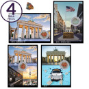 Postcards set of 4 with original Berlin Wall stone