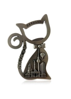 Metal magnet BERLIN bottle opener cat