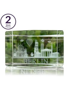 2er Set 3D Briefbeschwerer mit BERLIN Lasergravur