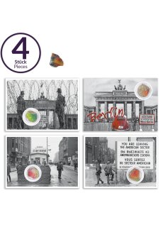 Postkarten 4er Set mit original Berliner Mauer-Stein | Handarbeit direkt aus Berliner Manufaktur | Souvenir & Geschenk