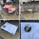 Postcards set of 4 with original Berlin Wall stone