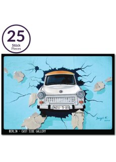 25x Postkarte Berlin Trabant | 25 Stück | East Side Gallery | mehrfach beschichtet, designed in Berlin | Standart-Format A6