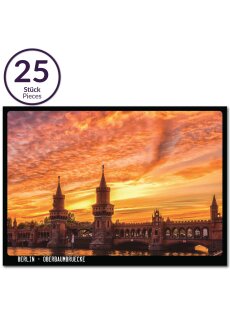 25x Postkarte Berlin Oberbaumbrücke | 25 Stück | beschreibbar | mehrfach beschichtet, designed in Berlin | Standart-Format A6