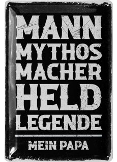 LANOLU Blechschild MANN MYTHOS HELD PAPA 20x30cm
