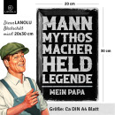 LANOLU Blechschild MANN MYTHOS HELD PAPA 20x30cm