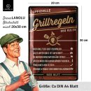 LANOLU Blechschild Grillregeln 20x30cm