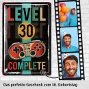 LANOLU Blechschild Geburtstag JAHR LEVEL 30 COMPLETE 20x30cm