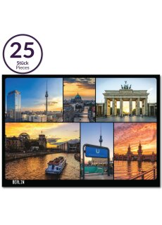 25x Postkarte Berlin Mehrbildkarte | 25 Stück | beschreibbar | mehrfach beschichtet, designed in Berlin | Standart-Format A6