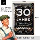 LANOLU Blechschild 30 Jahre Legende 20x30cm