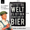 LANOLU Blechschild Rettet die Welt Bier 20x30cm