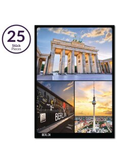 25x Postkarte Berlin Mehrbildkarte | 25 Stück | beschreibbar | mehrfach beschichtet, designed in Berlin | Standart-Format A6