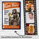 LANOLU Blechschild Trink Bier Affe 20x30cm