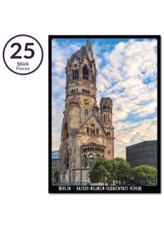 25x Postkarte Berlin Kaiser-Wilhelm-Gedächtniskirche | mehrfach beschichtet, designed in Berlin | Standart-Format A6