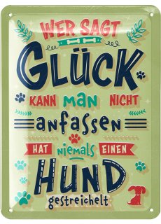 LANOLU Blechschild Hunde Spruch Schild gr&uuml;n 15x20cm