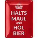 LANOLU Blechschild Halts und hol Bier Spruch rot 15x20cm