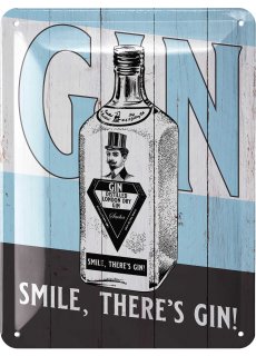 LANOLU Blechschild Smile There is GIN 15x20cm