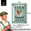 LANOLU Blechschild Farmfresh EGGS gr&uuml;n 15x20cm