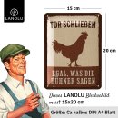 LANOLU Blechschild Hühnerstall TOR SCHLIESSEN 15x20cm