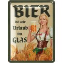 LANOLU Blechschild Bier Urlaub im Glas 15x20cm