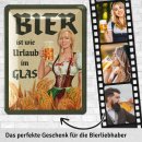 LANOLU Blechschild Bier Urlaub im Glas Geschenk f&uuml;r...