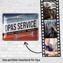 LANOLU Blechschild  OPAS SERVICE Schild Werkstatt retro Deko Metallschild 15x20cm