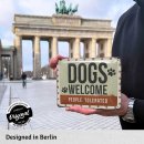 LANOLU Blechschild Hund DOGS WELCOME Geschenke Hundeliebhaber Metallschild 15x20cm