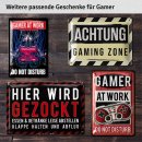 LANOLU Blechschild Gaming Schild Gamer Geschenk Zocker Deko Metallschild 15x20cm