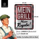 LANOLU Blechschild Mein Grill meine Regeln 15x20cm