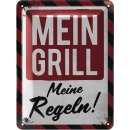 LANOLU Blechschild Mein Grill meine Regeln Grillen BBQ...