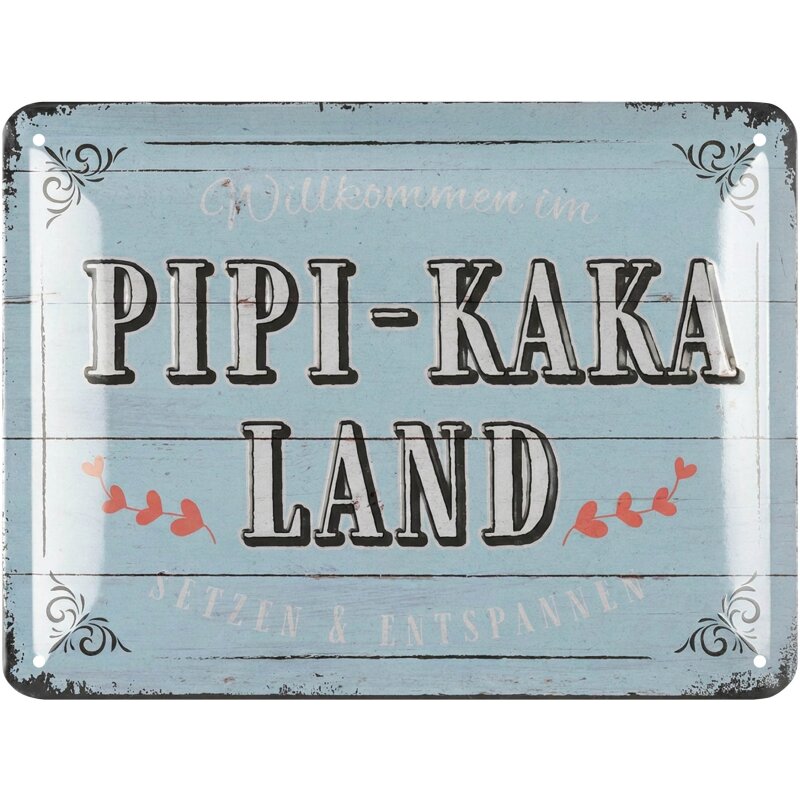 Targa Divertente Per WC - PIPI KAKA LAND Cartello Vintage Per Bagno Ospiti