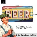 LANOLU Blechschild Bier ICE COLD BEER 17x34cm