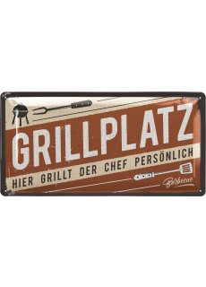 LANOLU Blechschild GRILLPLATZ 17x34cm