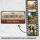 LANOLU Blechschild Mein Lieblingsplatz - Herzlich Willkommen 17x34cm