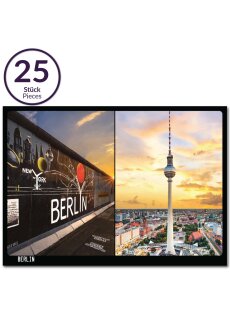 25x Postkarte Berlin Mehrbildkarte | 25 Stück | beschreibbar | mehrfach beschichtet, designed in Berlin | Standart-Format A6