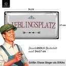 LANOLU Blechschild LIEBLINGSPLATZ schwarz weiss 17x34cm