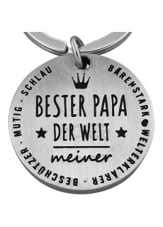 LANOLU Bester Papa Schl&uuml;sselanh&auml;nger - Silber