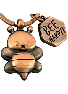 LANOLU Happy Bee Biene Schl&uuml;sselanh&auml;nger - Vintage Kupfer
