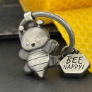 LANOLU Happy Bee Biene Schl&uuml;sselanh&auml;nger - Vintage Silber