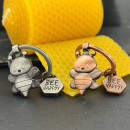 LANOLU Schlüsselanhänger Happy Bee Biene - Vintage Silber