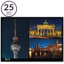 25x Postkarte Berlin bei Nacht Mehrbildkarte | 25 Stück | beschreibbar | mehrfach beschichtet, designed in Berlin | Standart-Format A6