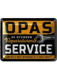 LANOLU Blechschild Opas Service 15x20cm