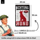 LANOLU Blechschild Achtung Hund 20x30cm