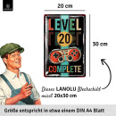 LANOLU Blechschild Geburtstag JAHR LEVEL 20 20x30cm