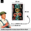LANOLU Blechschild Geburtstag JAHR LEVEL 40 20x30cm