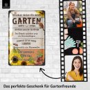 Retro Blechschild GARTENREGELN Schild, Blechschilder Garten Spr&uuml;che, 20x30cm