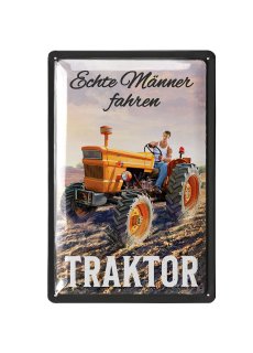 Retro Blechschild TRAKTOR, lustiges Werkstatt-Schild f&uuml;r M&auml;nner, 20x30cm