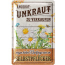 Retro Blechschild UNKRAUT, Blechschilder Garten mit Spr&uuml;chen, 20x30cm