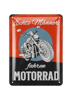 LANOLU Blechschild Echte Männer fahren Motorrad 15x20cm